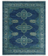 Tullu Custom Made Hand Knotted Blue and Silver Traditional Wool Rug