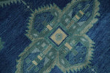 Tullu Custom Made Hand Knotted Blue and Silver Traditional Wool Rug