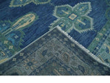 Tullu Custom Made Hand Knotted Blue and Silver Traditional Wool Rug