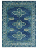 Tullu Custom Made Hand Knotted Blue and Silver Traditional Wool Rug
