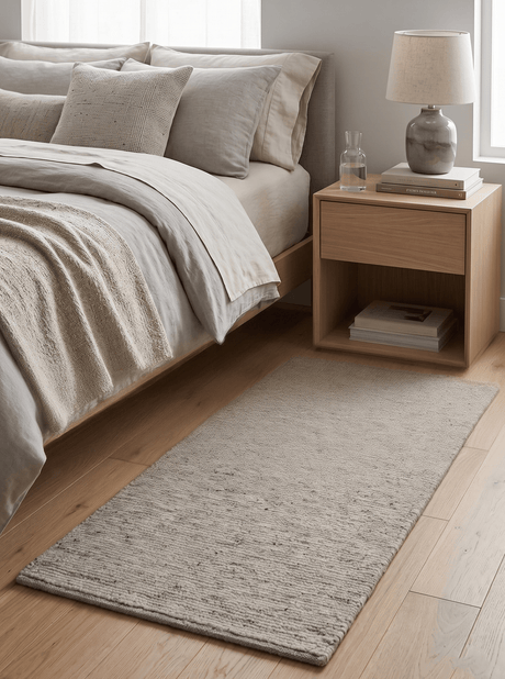Tulu Modern Solid Beige Hand Knotted Wool Area Rug