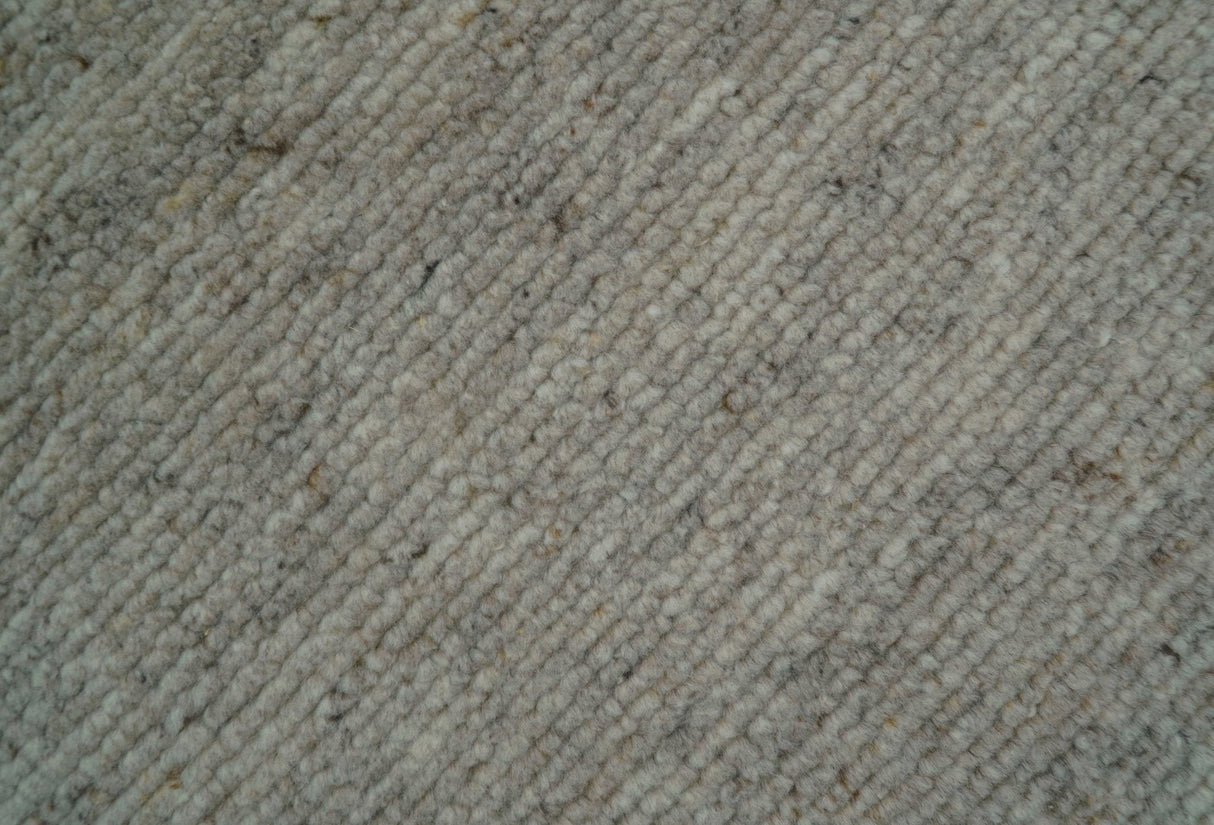 Tulu Modern Solid Beige Hand Knotted Wool Area Rug