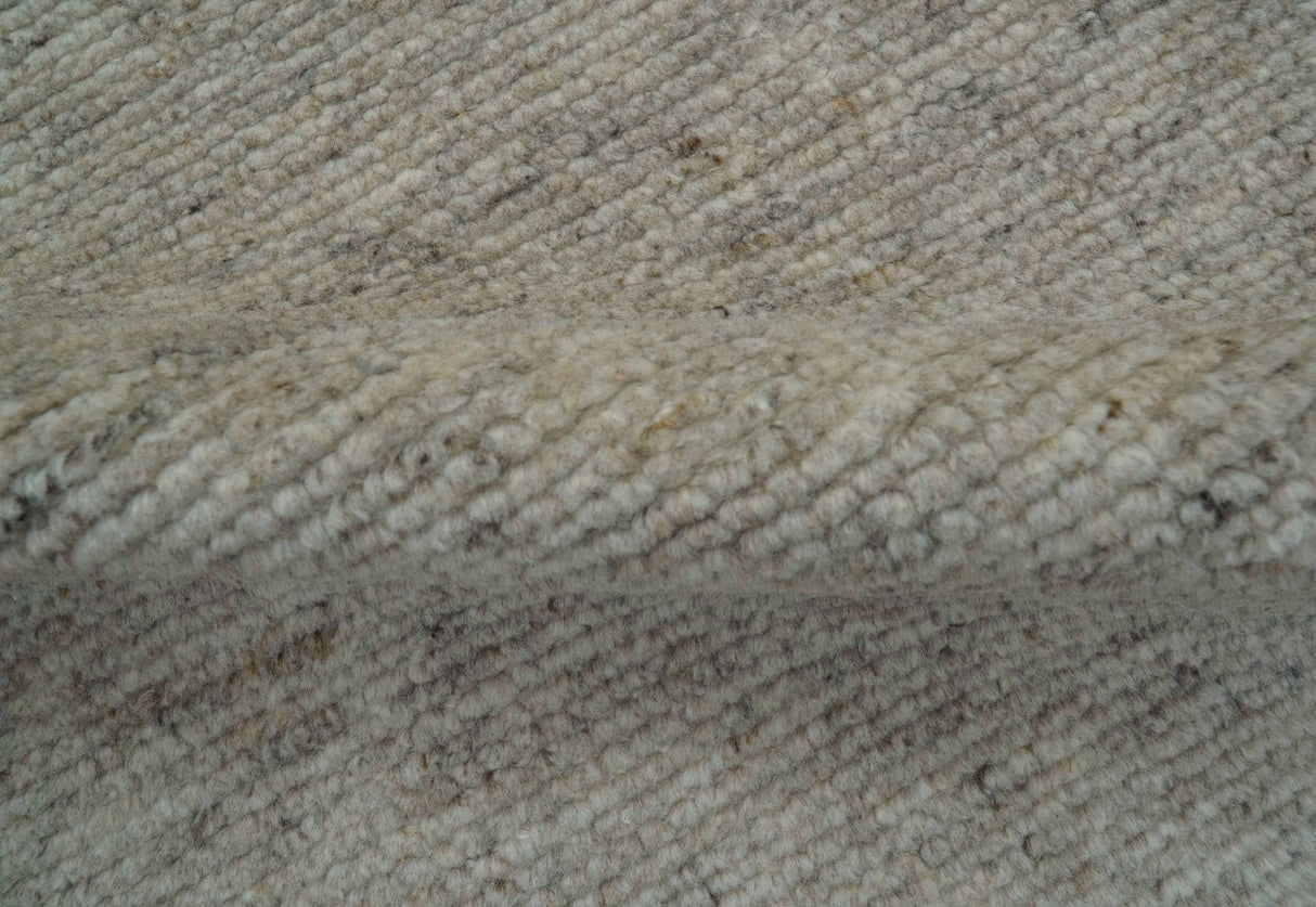 Tulu Modern Solid Beige Hand Knotted Wool Area Rug