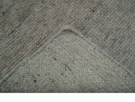 Tulu Modern Solid Beige Hand Knotted Wool Area Rug