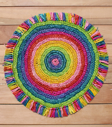 Tulum Raffia Placemat, colorful woven tabletop-Placemats-Parc Decor
