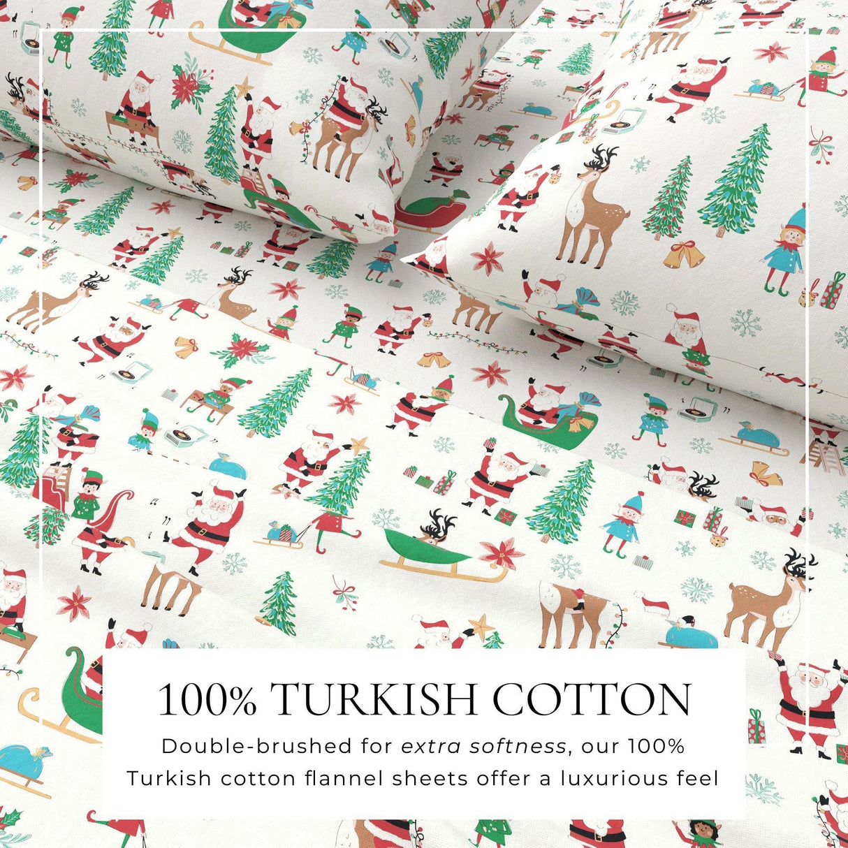 Turkish Cotton Christmas Flannel Sheet - Whittaker Collection