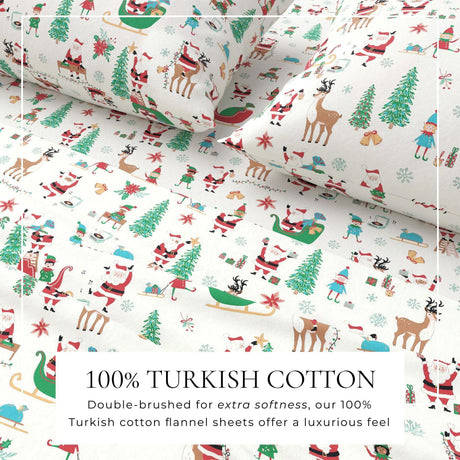 Turkish Cotton Christmas Flannel Sheet - Whittaker Collection