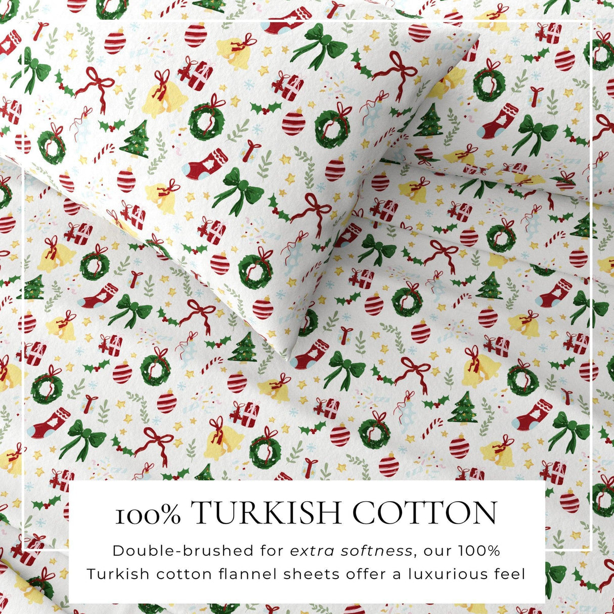 Turkish Cotton Christmas Flannel Sheet - Whittaker Collection