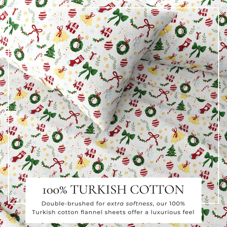 Turkish Cotton Christmas Flannel Sheet - Whittaker Collection