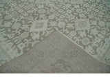 Turkish Design Brown and Ivory 8x10 Hand Knotted Antique Style Traditional Low Pile Wool Rug