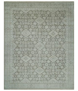 Turkish Design Brown and Ivory 8x10 Hand Knotted Antique Style Traditional Low Pile Wool Rug