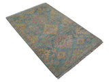 Turkish Design Pink Hand Knotted 4x6 Wool Area Rug