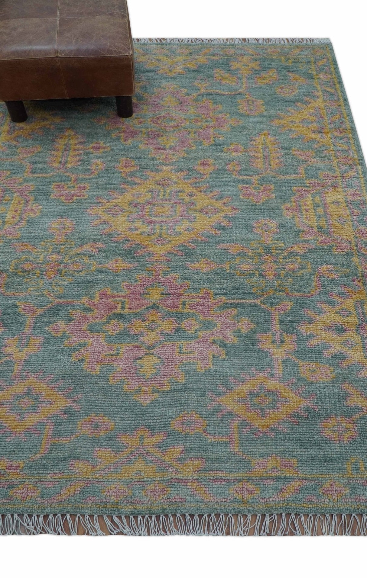 Turkish Design Pink Hand Knotted 4x6 Wool Area Rug