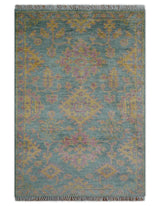 Turkish Design Pink Hand Knotted 4x6 Wool Area Rug