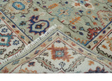 Turkish Knot Antique Green and Ivory Traditional Hand knotted Wool Rug