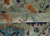 Turkish Knot Antique Green and Ivory Traditional Hand knotted Wool Rug