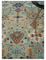 Turkish Knot Antique Green and Ivory Traditional Multi Size Hand knotted Oushak Rug