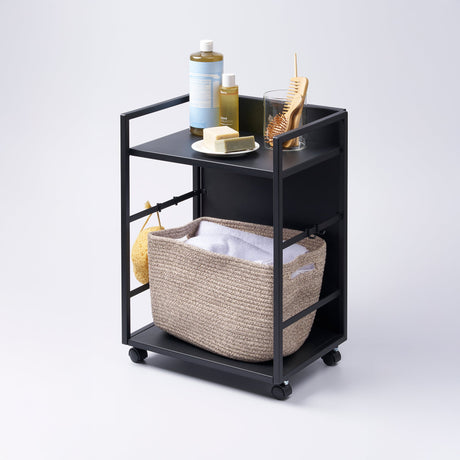 Two-Tier Hideaway Storage Cart (24" H) - Steel-Rolling Carts-Parc Decor
