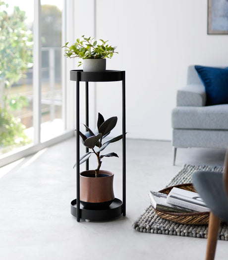 Two-Tier Rolling Plant Stand (28" H) - Steel-End + Side Tables-Parc Decor