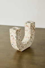 U-shaped Neutral Terrazzo Taper Candle Holder-Décor-Parc Decor