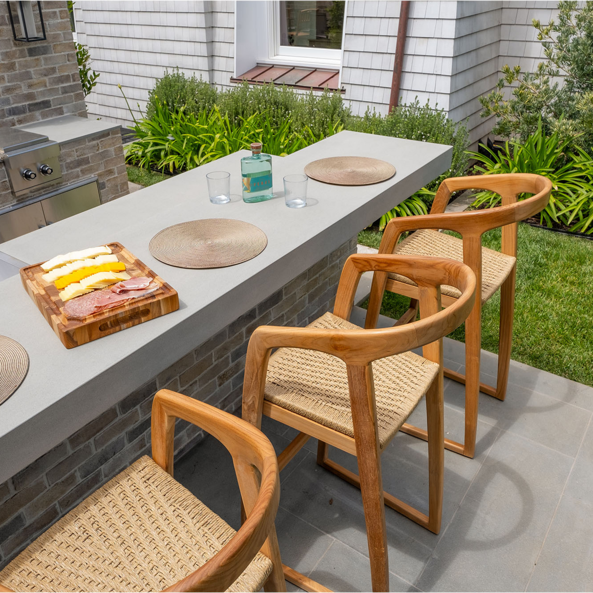 Ubud Natural Teak Indoor/Outdoor Bar Stool - 30"