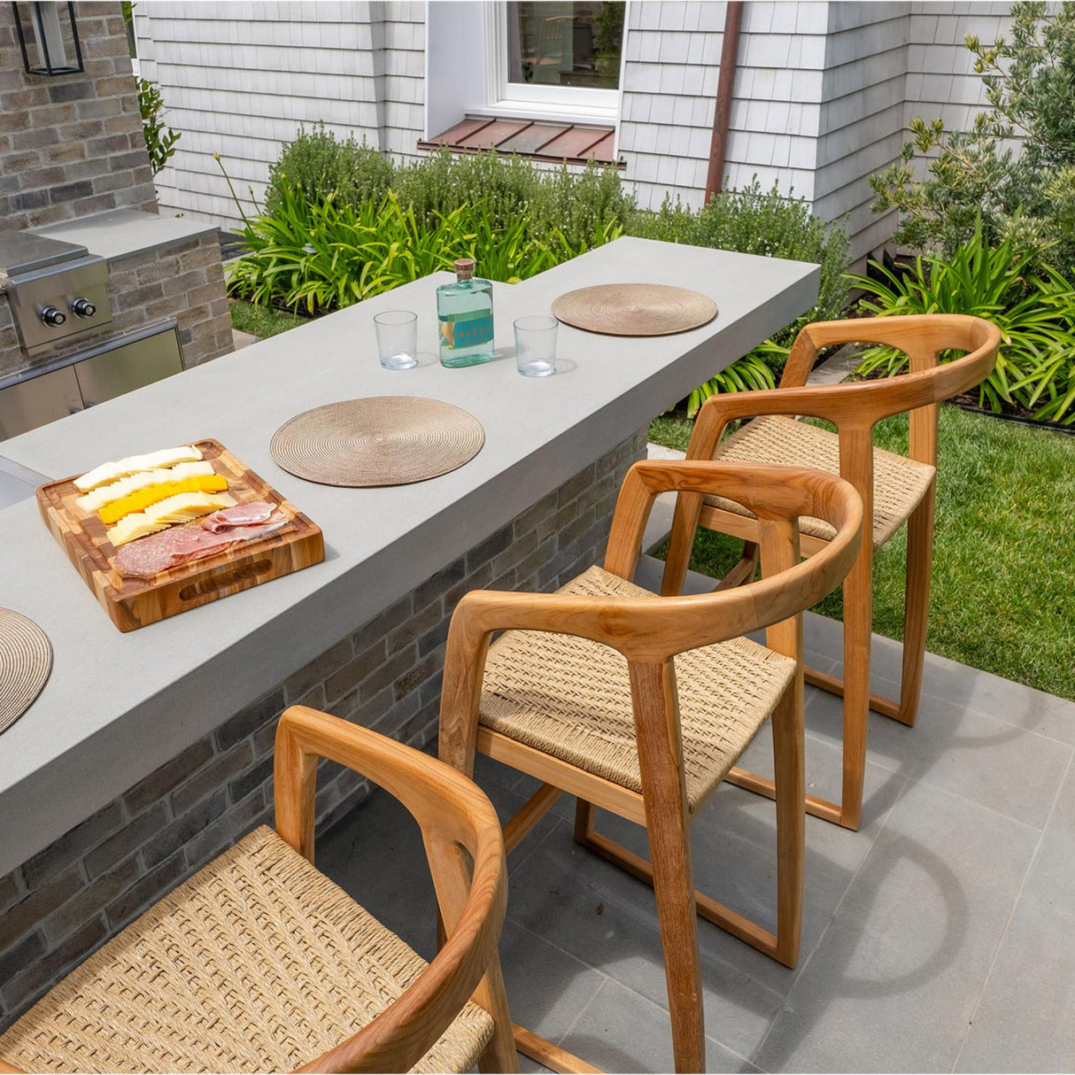 Ubud Natural Teak Indoor/Outdoor Bar Stool-Bar Stool-Parc Decor