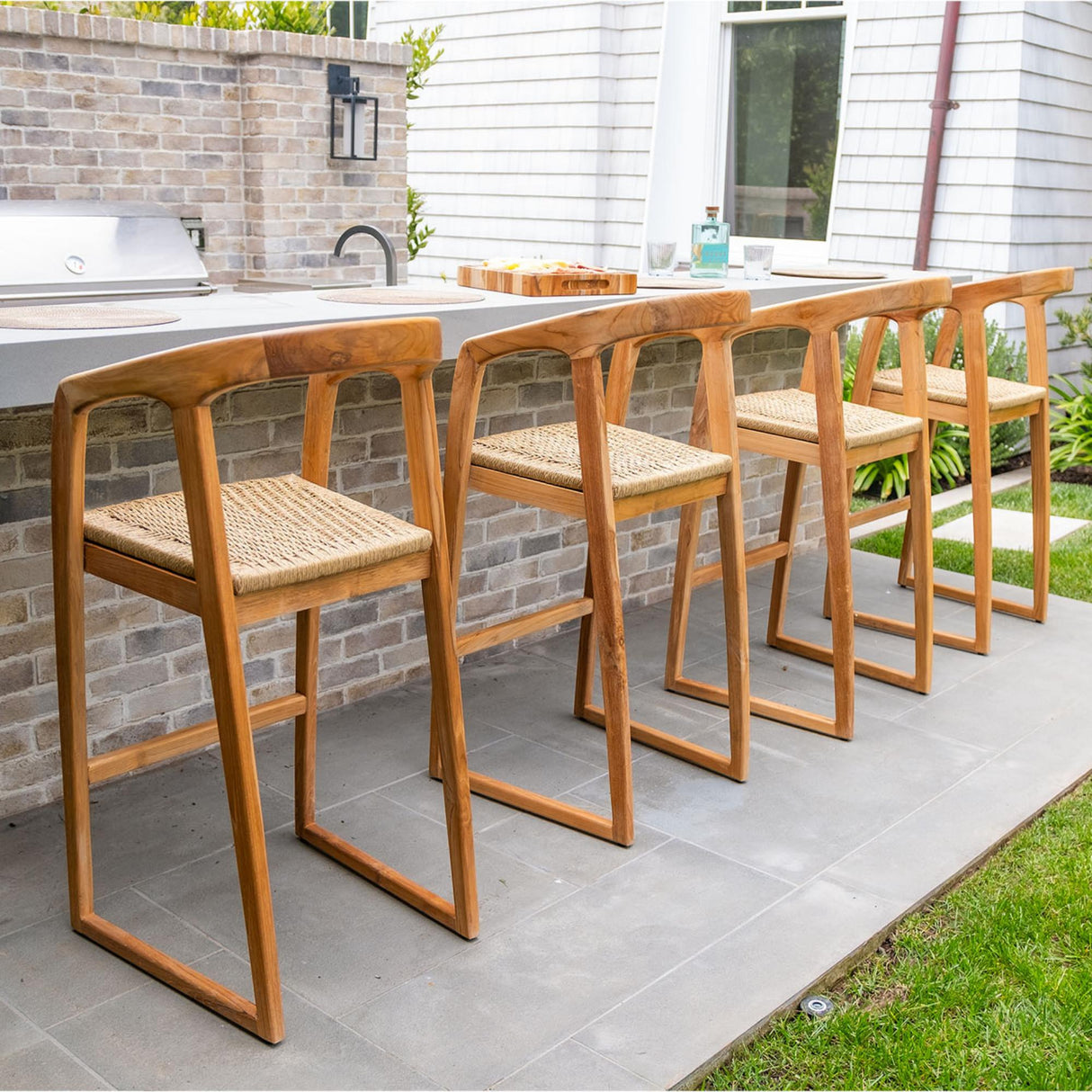 Ubud Natural Teak Indoor/Outdoor Bar Stool-Bar Stool-Parc Decor