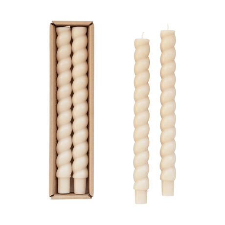 Unscented Tapered Twist Candles, Set of 2 (3 Color Options)-Candles and Candle Accessories-Parc Decor