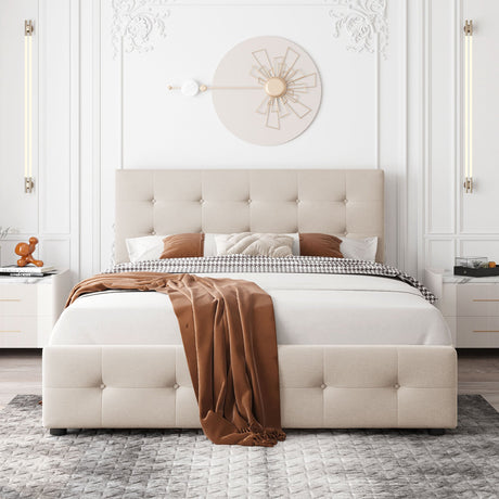Upholstered Queen Platform Bed with Storage-Bedroom-Parc Decor
