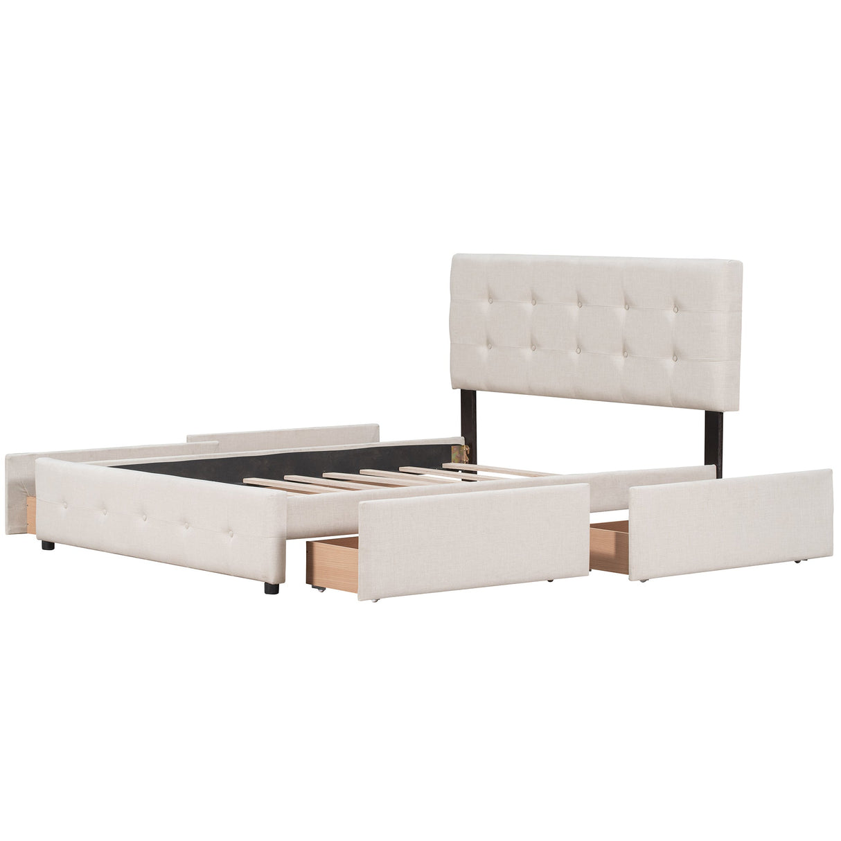 Upholstered Queen Platform Bed with Storage-Bedroom-Parc Decor