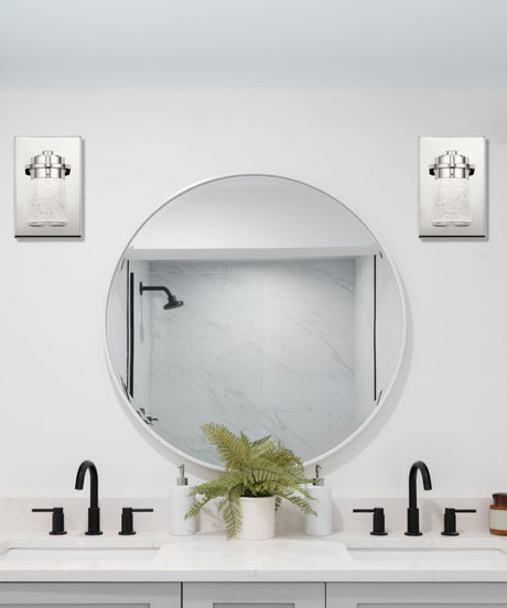 Vada 5"W 1-Light LED Vanity Bath Light Sconce Polished Nickel, Bubble Glass Shade by Kichler