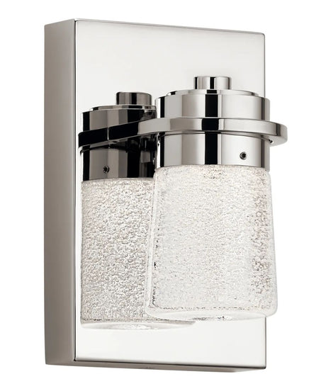 Vada 5"W 1-Light LED Vanity Bath Light Sconce Polished Nickel, Bubble Glass Shade by Kichler