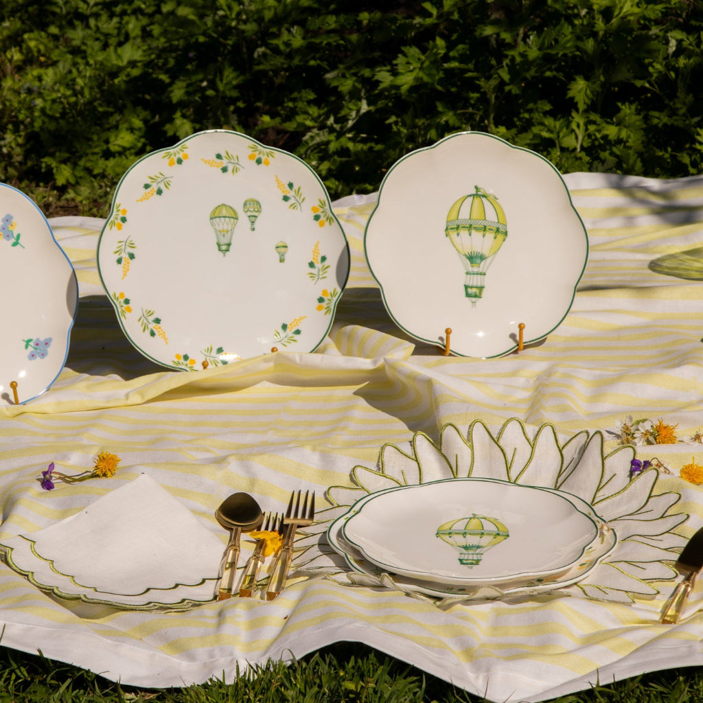 Valensole Lavender Scalloped Ceramic Dinner Plates – Case of 12 (+3 Bonus Plates)