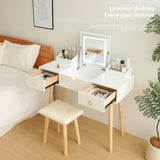 Vanity Desk Set with LED Lighted Mirror-Bedroom-Parc Decor