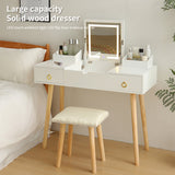 Vanity Desk Set with LED Lighted Mirror-Bedroom-Parc Decor