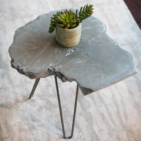 Vaughn Concrete Live Edge Side Table-Side and End Tables-Parc Decor