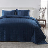 Velvet Box-Stitched Quilt Set - Vivica Collection-Quilts & Comforters-Parc Decor
