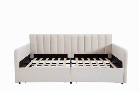 Velvet Upholstered Daybed with Storage-Bedroom-Parc Decor