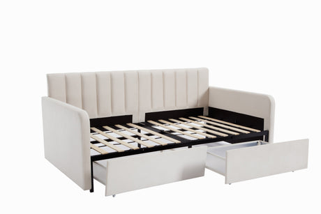 Velvet Upholstered Daybed with Storage-Bedroom-Parc Decor