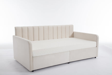 Velvet Upholstered Daybed with Storage-Bedroom-Parc Decor
