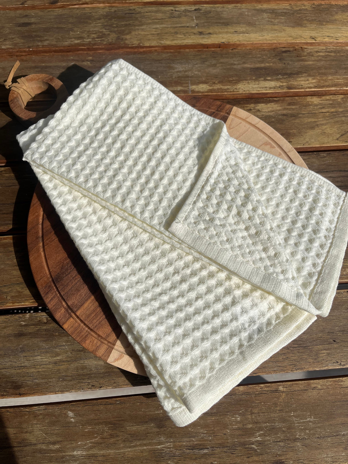 Verona Waffle Kitchen Towels – Soft Neutral Absorbent Dish Towels