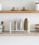 Vertical Plate Organizer - Steel + Wood-Dish Organizer-Parc Decor