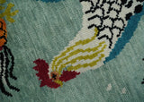 Vibrant Colorful Beautiful Chicken Bird Sage, Ivory, Gold and Brown Hand Knotted Multi Size Wool Area Rug