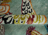 Vibrant Colorful Beautiful Chicken Bird Sage, Ivory, Gold and Brown Hand Knotted Multi Size Wool Area Rug