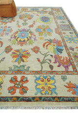 Vibrant colorful Beige And Rust Hand Knotted Traditional Oushak wool Area Rug