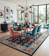 Vibrant Colorful Black, Beige, Purple and Blue Hand Knotted Traditional Oushak Custom Made wool Area Rug