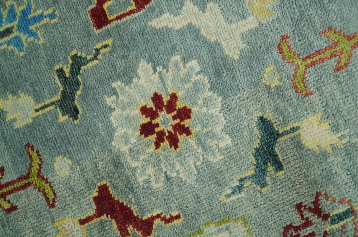 Vibrant Colorful Gray and Beige Traditional Oushak 8x10 wool area rug
