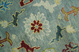 Vibrant Colorful Gray and Beige Traditional Oushak 8x10 wool area rug