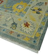 Vibrant Colorful Gray and Beige Traditional Oushak 8x10 wool area rug