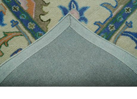 Vibrant Colorful Ivory and Blue Oriental Oushak Hand Tufted Multi Size area rug